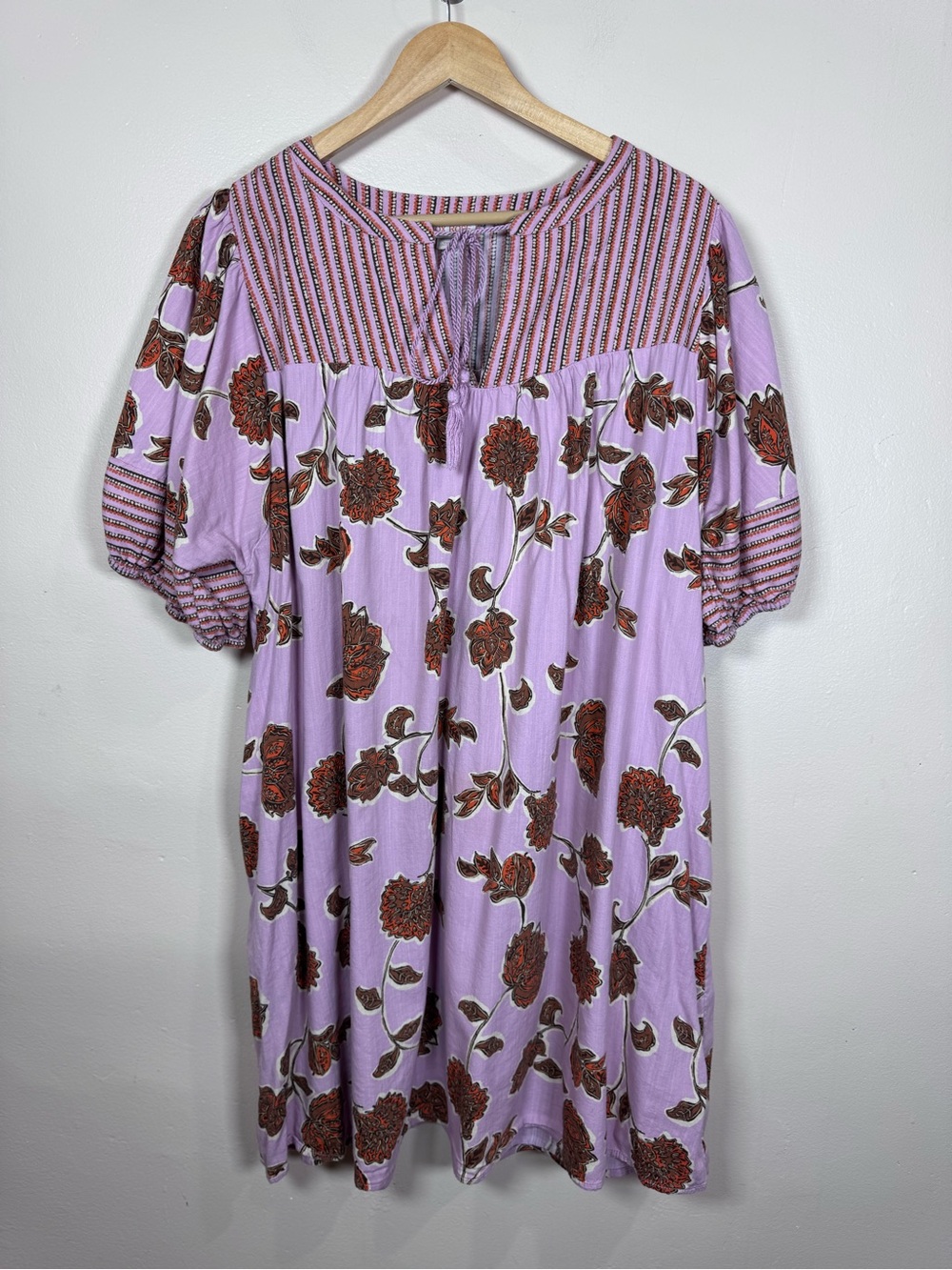 Knox Rose Womens Plus Size Lavender Floral Peasant Dress XXL Boho Floral